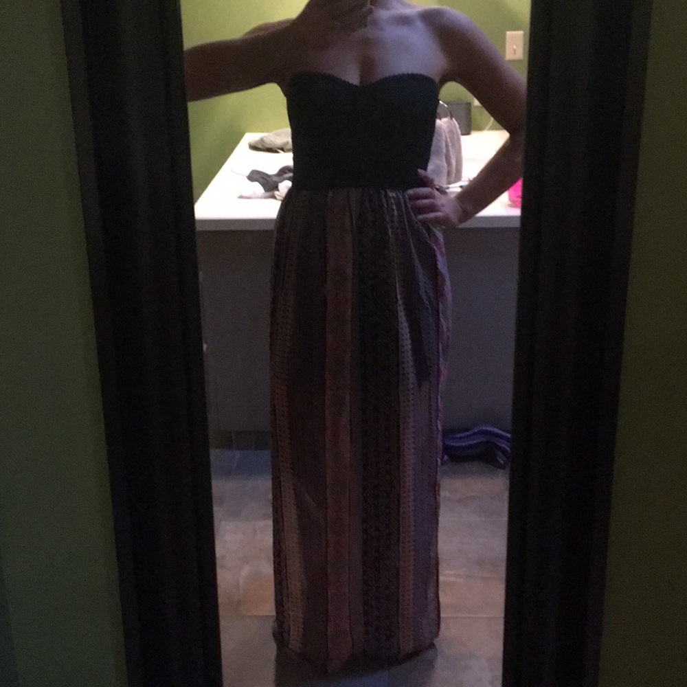 Strapless maxi dress with side slit size 7/8